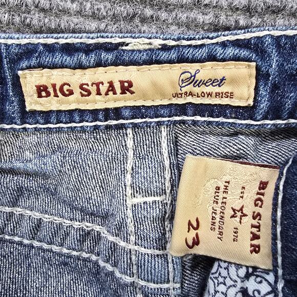 Big Star Sweet Womens 23 Blue Bootcut Ultra Low Rise Stretch Jeans - Picture 3 of 8